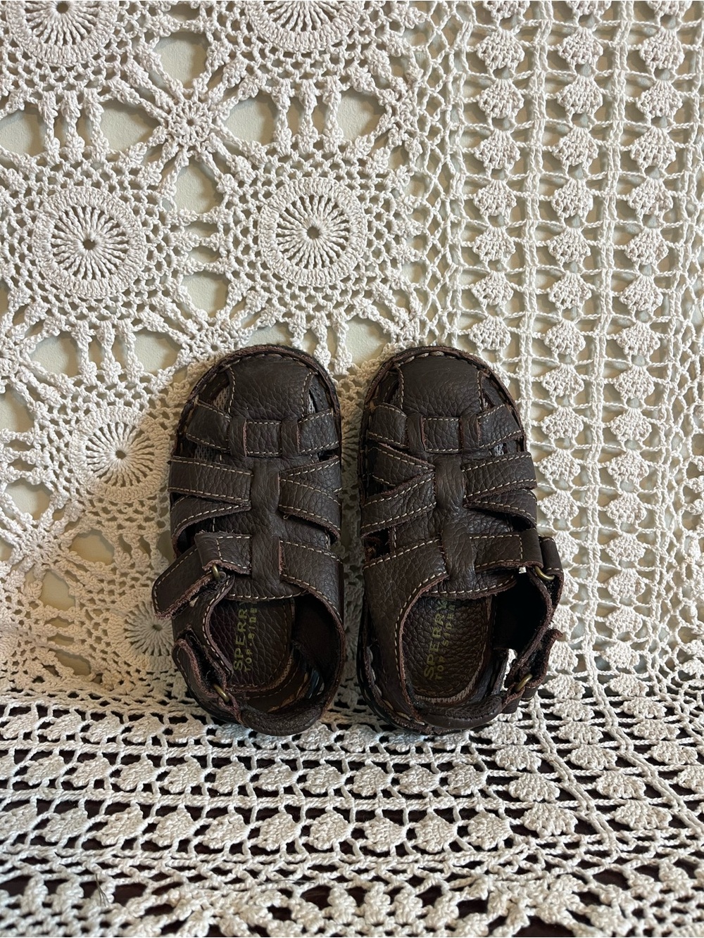 Sperry toddler size 8 brown leather fisherman sandals
